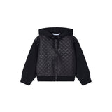 Felpa con zip e cappuccio trapuntata nero