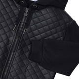 Felpa con zip e cappuccio trapuntata nero