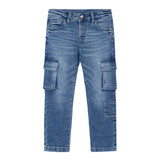 Jeans cargo effetto vintage blu medio