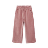 Pantalone palazzo in velluto rosa