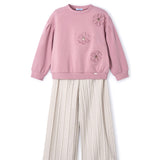 Completo due pezzi felpa e pantalone rosa/beige