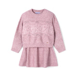 Completo due pezzi maglia e gonna rosa