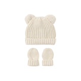 Set due pezzi cappello e guanti beige