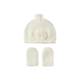 Set due pezzi cappello e guantini panna