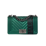 Borsa a tracolla Flat S verde/oro