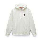 Felpa mezza zip con cappuccio b-badge bianco