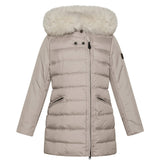 Piumino Seriola Girl lungo con collo in pelliccia beige