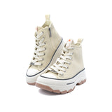 Sneakers alta con plateau beige