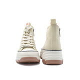 Sneakers alta con plateau beige