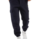 Pantalone tuta cargo felpato blu