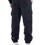 Pantalone tuta cargo felpato blu