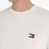 Maglia girocollo regular con badge bianco antico