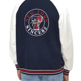 Bomber circle varsity con stampa sul retro blu