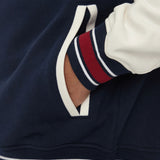 Bomber circle varsity con stampa sul retro blu