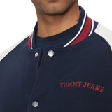 Bomber circle varsity con stampa sul retro blu