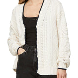 Cardigan in maglia a trecce bianco