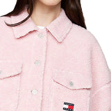 Cappotto stile camicia Teddy badge rosa