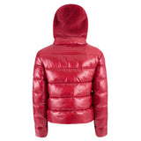 Piumino con zip e cappuccio in nylon rosso