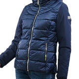 Piumino con cappuccio e finto gilet blu