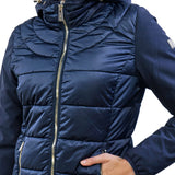 Piumino con cappuccio e finto gilet blu