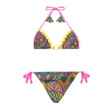 Bikini con top e tessuto lycra snake skin
