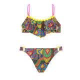 Bikini con top volant snake skin