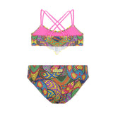 Bikini con top volant snake skin