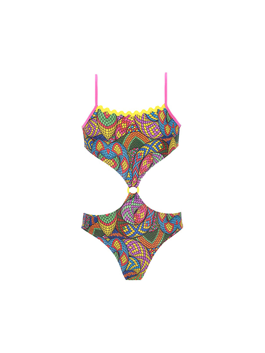 Monokini in lycra snake skin