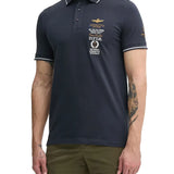 Polo manica corta frecce tricolori blu