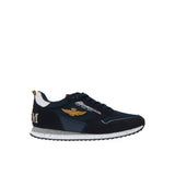 Sneakers logo nylon/suede blu