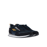 Sneakers logo nylon/suede blu