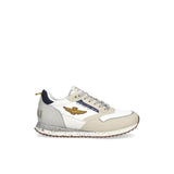 Sneakers logo nylon/suedee bianco/ghiaccio