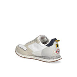 Sneakers logo nylon/suedee bianco/ghiaccio