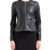 Giubbino con zip in similpelle nero