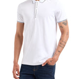 Polo jersey di cotone con profili a contrasto bianco