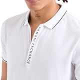 Polo jersey di cotone con profili a contrasto bianco