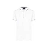 Polo jersey di cotone con profili a contrasto bianco
