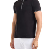 Polo jersey di cotone con profili a contrasto nero