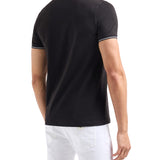 Polo jersey di cotone con profili a contrasto nero
