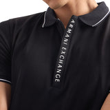 Polo jersey di cotone con profili a contrasto nero