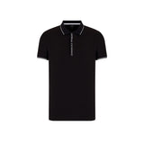Polo jersey di cotone con profili a contrasto nero