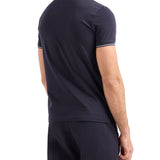 Polo jersey di cotone con profili a contrasto blu
