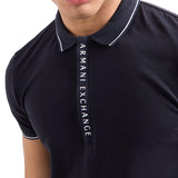 Polo jersey di cotone con profili a contrasto blu