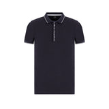 Polo jersey di cotone con profili a contrasto blu