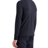 Polo manica lunga piquet con collo lavorato blu