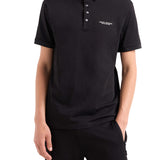 Polo jersey di cotone con micro logo Milano/NY nero