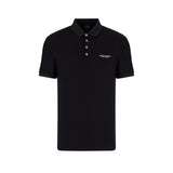 Polo jersey di cotone con micro logo Milano/NY nero