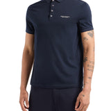 Polo jersey di cotone con micro logo Milano/NY blu