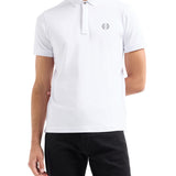 Polo in jersey di cotone con logo ricamato sul petto bianco