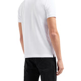Polo in jersey di cotone con logo ricamato sul petto bianco